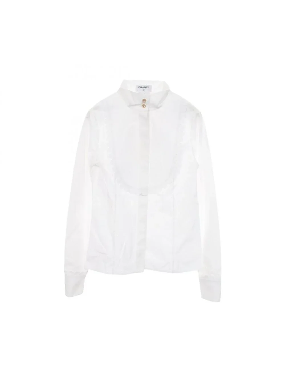 Chanel Frill Blouse Cotton Shirt